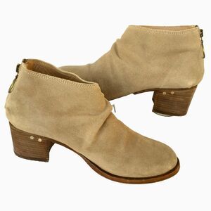 Beek Eaglet Womens 7.5 Chestnut Tan Suede Pull On Back Zip Ankle Bootie Shoes